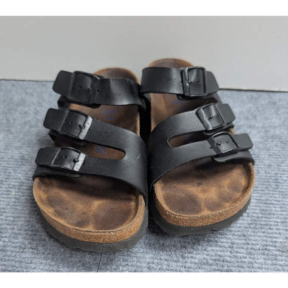 Betula Sandals Womens 6 Black Leather Buckle 3 Strap Comfort Boho Birkenstock - Picture 6 of 7